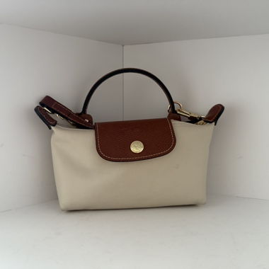 Longchamp Handtasche in Creme und Braun