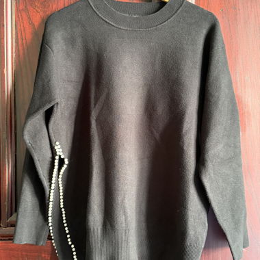 Black Sandro beaded oversized sweater