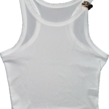 Top cropped a coste bianco