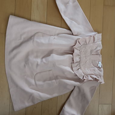 Vestito rosa per bambina con volant, maniche lunghe