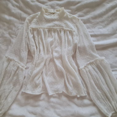 Camicia da donna bianca H&M con pois 34