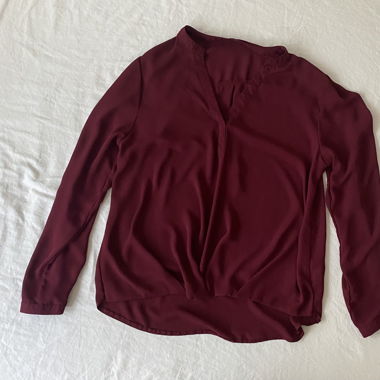Bordeaux Bluse mit langen Ärmeln