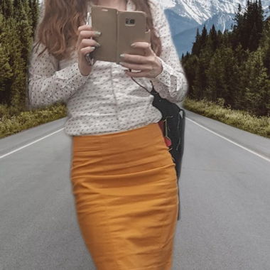 Goldenrod pencil skirt