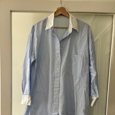 Robe chemise bleu rayé 