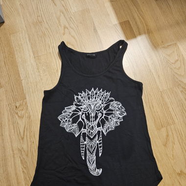 Top noir motif éléphant mandala S