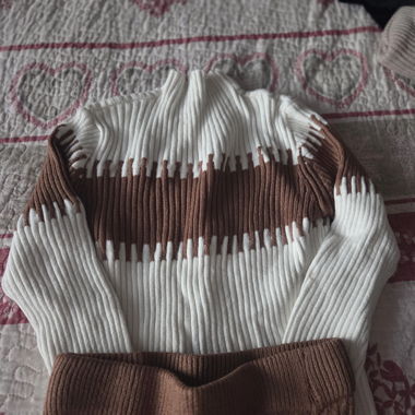 Ensemble 2 pièces côtelé beige