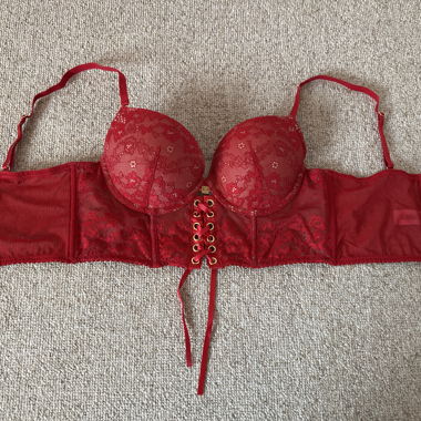Roter Spitzen BH / Korsett JETTE 75A neu