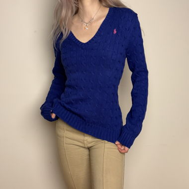 Ralph Lauren Vintage Cable Knit Sweater Blue