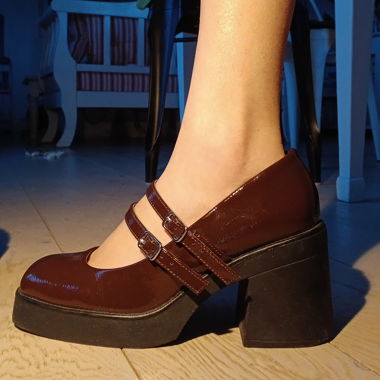 Chunky 90s pumps - bordeaux brown