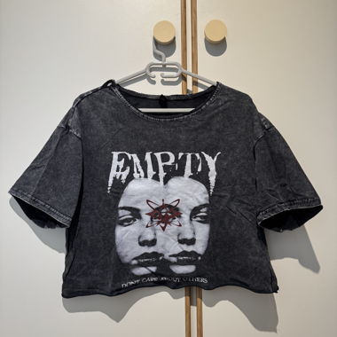 T-shirt court noir Romwe "EMPTY" grM