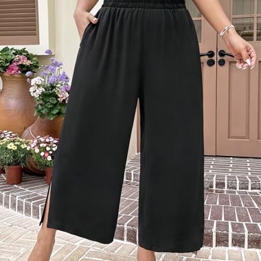 Schwarze Weitbein-Hose