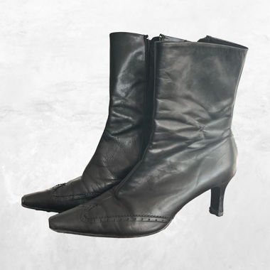 Schwarze Leder Stiefeletten Gr. 41