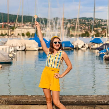 Bright yellow transformer set overall and dress S