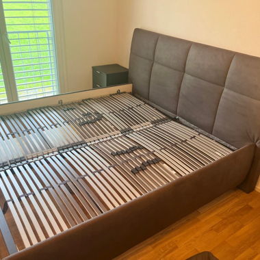 Double bed with slatted base
