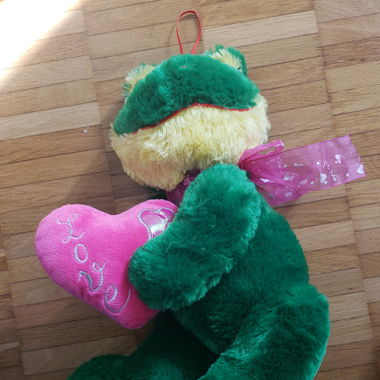 Plüschfrosch mit Herz