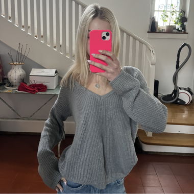 Pull en maille gris N-KD