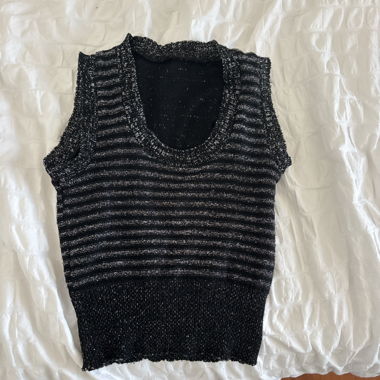 Black-and-silver knit top