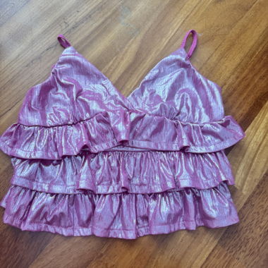 Rosa Top mit Volants