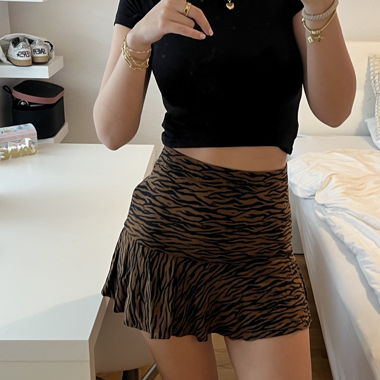 tiger print skirt with shorts