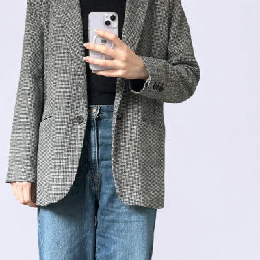 Blazer pied-de-poule noir et blanc