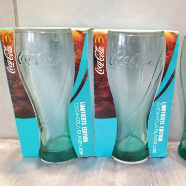 3x2018 McDonalds Coca Cola Glas Farbe Türkis 2 OVP
