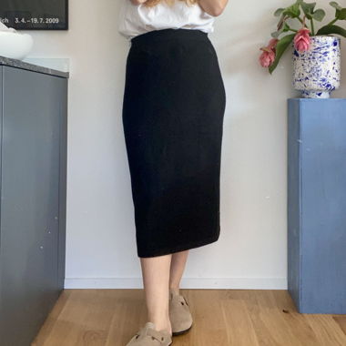 Jupe midi en maille Oysho noire T. S