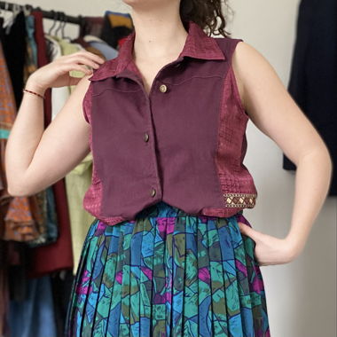 Vintage Jac Jac Purple & Pink Cotton Vest
