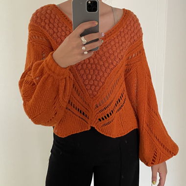 Leichter Crop Pullover orange