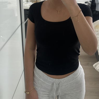 Black Short-Sleeve Top