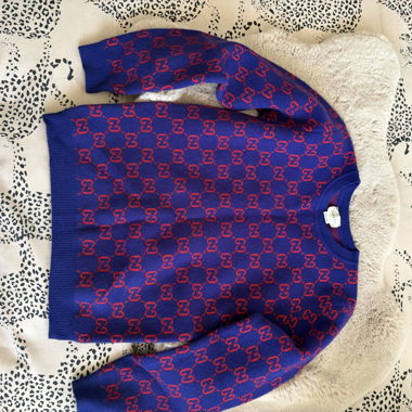 Pull Gucci bleu motif GG
