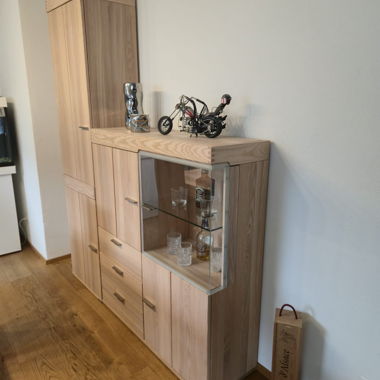 Like-new display sideboard cabinet, solid ash