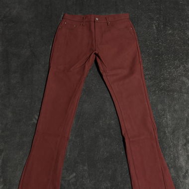 Pantaloni a zampa in pelle rossa