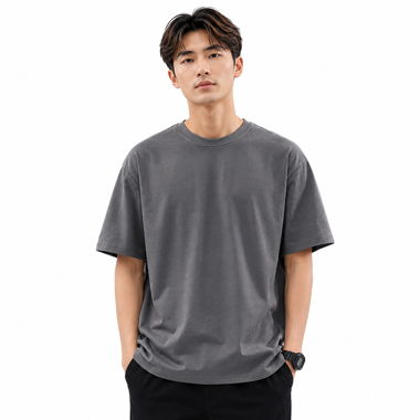 Men’s 100% Cotton T-Shirt – Grey Crew Neck