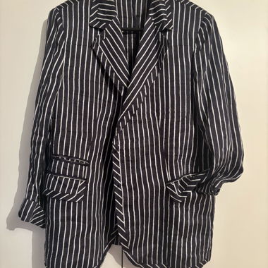 Black and White Striped Blazer