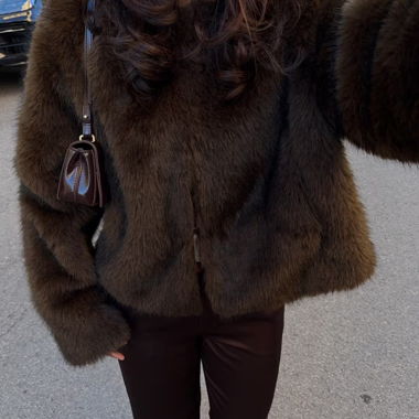 Giacca in pelliccia marrone