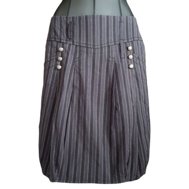 Vintage Striped Skirt with Decorative Buttons 