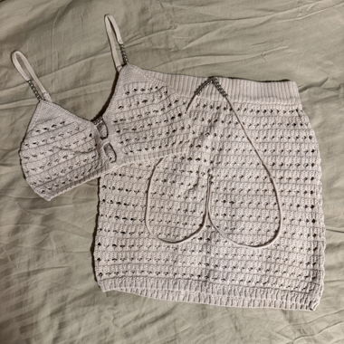 Knit Two-Piece Set with Top and Skirt