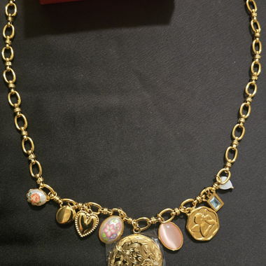 Collana Charms nuova in acciaio 316L placcato oro 