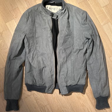 Grey Designer Leather Bomber Jacket