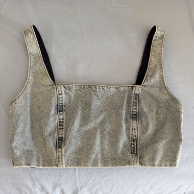 Top corto in denim grigio