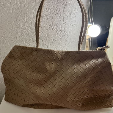 Beige Woven Handbag