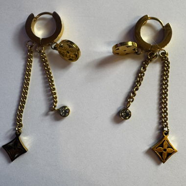 Boucles d'oreilles dorées 3 pendants