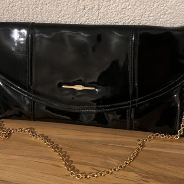 Schwarze Lackhandtasche/Clutch, Vintage