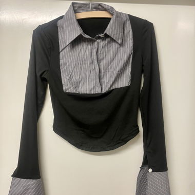 Y2k Style Schwarz/graues „Blusentop“ gr. S
