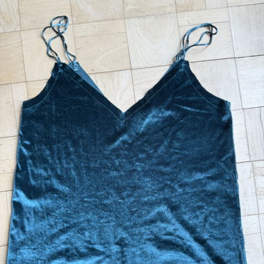 Turquoise Blue velvet top 