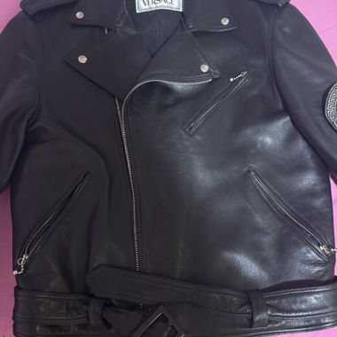 Veste en cuir véritable Gianni Versace