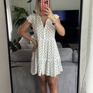 Weisses Polka-Dot Kleid aus Baumwolle