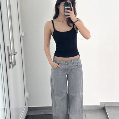 Grey low waist wide-leg jeans size 44