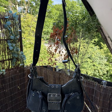 Borsa a tracolla in denim nero