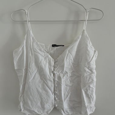 White spaghetti top with button placket